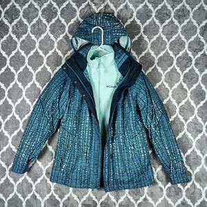Columbia Interchange Jacket Women Small Blue Hooded 3 In 1 Omni Tech Bugaboo
